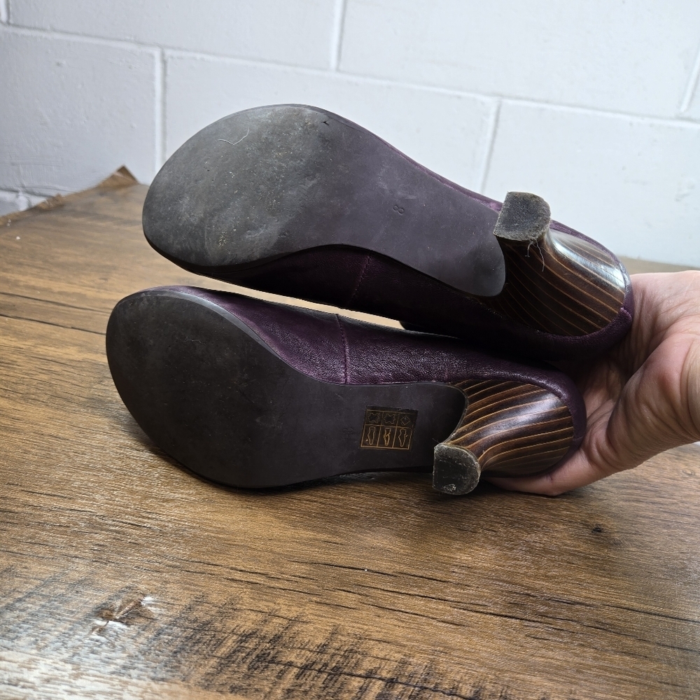 Vtg Jeffrey Campbell Edson 2 Purple Leather Ankle Strap Pumps Heels - Picture 7 of 14